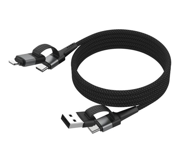 Ansmann 1700-0188 Stecker Rundkabel USB A/USB C auf USB C/Lightning bis 60 W 1,2 m  (Schwarz, Silber) f&uuml;r 17,49 Euro