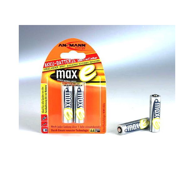 Ansmann Blister 2 X MAX-E Accu, AA, 2100mAh f&uuml;r 8,99 Euro