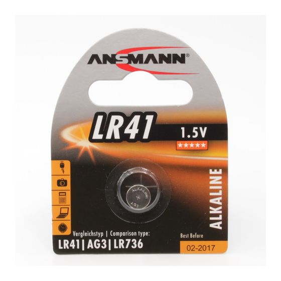 Ansmann Knopfzelle LR41 Alkali 1,5 V 1 Stück  (Silber) f&uuml;r 4,99 Euro