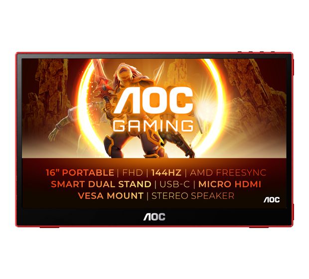 AOC 16G3 Mobiler FHD Gaming Monitor 39,6 cm (15.6 Zoll) 16:9 USB-C HDMI 144Hz 4ms f&uuml;r 230,99 Euro