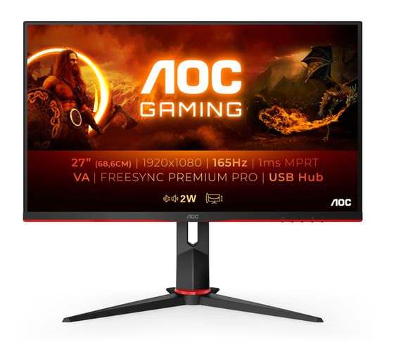 AOC 27G2SU Full HD Monitor 68,6 cm (27 Zoll) 16:9 4 ms 350 cd/m²  (Schwarz/Rot) f&uuml;r 241,00 Euro
