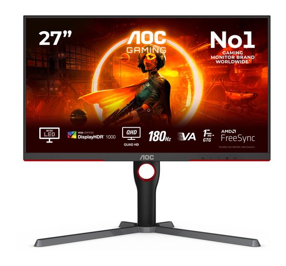 AOC Q27G3XMN 2K Ultra HD Monitor 68,6 cm (27 Zoll) 16:9 1 ms  (Schwarz/Rot) f&uuml;r 385,00 Euro