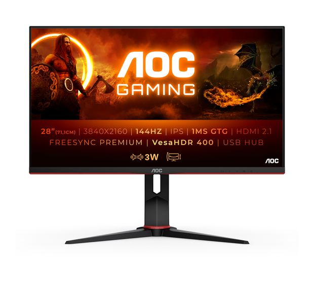 AOC U28G2XU2/BK 4K Ultra HD Monitor 71,1 cm (28 Zoll) 16:9 1 ms 370 cd/m²  (Schwarz, Rot) f&uuml;r 915,00 Euro