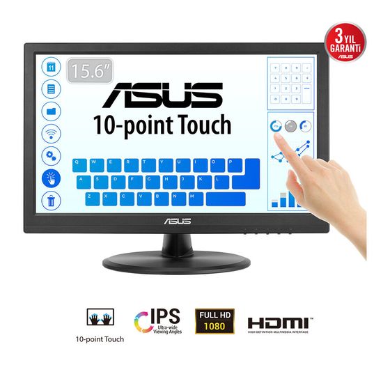 Asus Touch VT169HE Full HD Monitor 39,6 cm (15.6 Zoll) 16:9 5 ms 220 cd/m²  (Schwarz) f&uuml;r 229,90 Euro