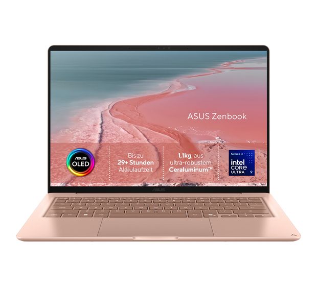 Asus Zenbook 90NB1942-M00890 Full HD Notebook 35,6 cm (14 Zoll) 1920 x 1200 Pixel 16 GB Ram 512 GB SSD Windows 11 Home Intel Core Ultra 7 max. 4,7 GHz  (Koralle, Pink) f&uuml;r 1.414,00 Euro