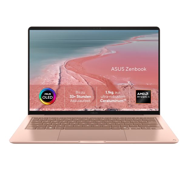 Asus Zenbook 90NB1AR5-M00630 Full HD Notebook 35,6 cm (14 Zoll) 1920 x 1200 Pixel 16 GB Ram 512 GB SSD Windows 11 Home AMD Ryzen 7 max. 4,6 GHz  (Pink) f&uuml;r 1.313,00 Euro