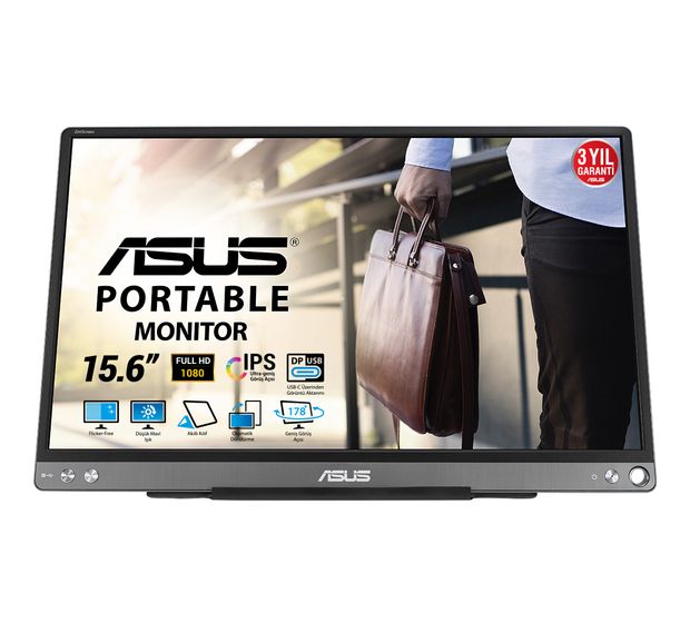 Asus ZenScreen MB16ACE Full HD Monitor 39,6 cm (15.6 Zoll) 16:9 5 ms 250 cd/m²  (Grau) f&uuml;r 269,90 Euro