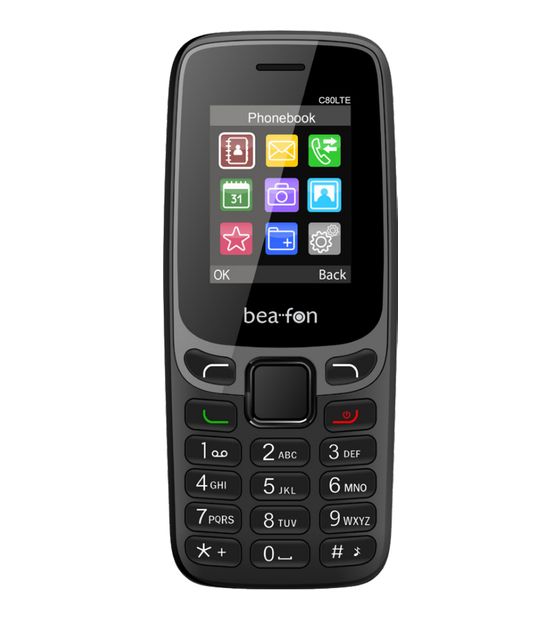 Beafon C80 4G Smartphone 4,5 cm (1.77 Zoll) Dual Sim  (Schwarz, Grau) f&uuml;r 29,95 Euro
