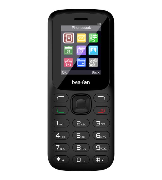 Beafon C90 2G Smartphone 4,5 cm (1.77 Zoll) Dual Sim  (Schwarz) f&uuml;r 19,95 Euro
