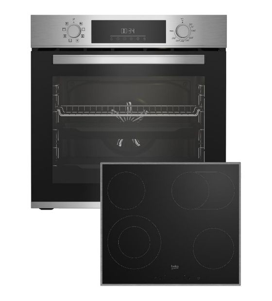 Beko BBSM12320X Herdset groß mit 60 cm Glaskeramik Kochfeld f&uuml;r 411,00 Euro