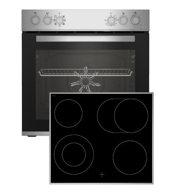 Beko BBUE12020X Herdset groß AutoClean SteamShine mit 60 cm Glaskeramik Kochfeld f&uuml;r 386,00 Euro