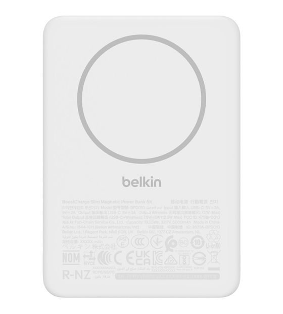 Belkin BoostCharge BPD010 5000 mAh Powerbank USB Typ-C Kabelloses Laden  (Weiß) f&uuml;r 29,99 Euro
