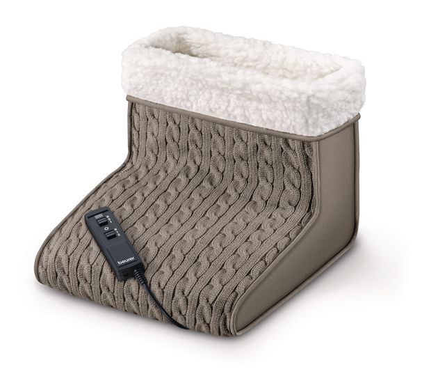 Beurer FWM45 Fußwärmer mit Massage 2 Temperatur- / 2 Massagestufen Teddy-Futter 15 W  (Weiß, Graubraun) f&uuml;r 60,99 Euro