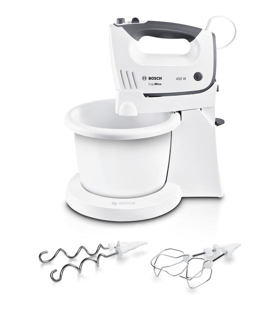 Bosch MFQ36460 ErgoMixx inkl. Rührschüssel Handmixer 5 Stufen 450 W  (Weiß) f&uuml;r 59,99 Euro