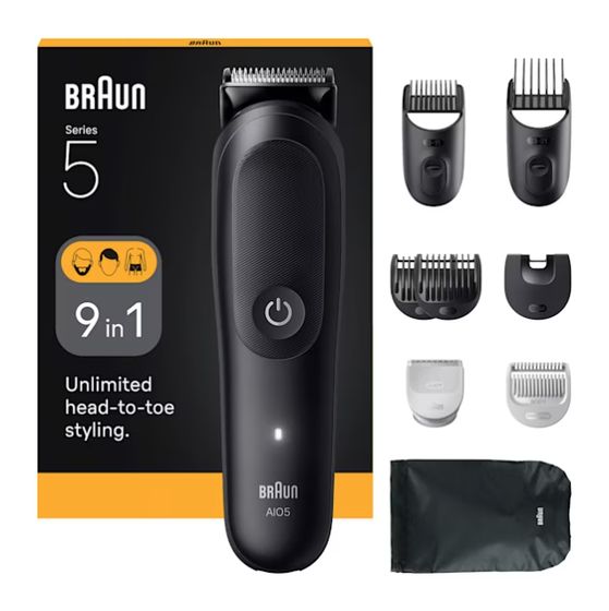 Braun AIO5540 Series 5 Haarschneider Batterie/Akku 6 Aufsteckkämme f&uuml;r 49,99 Euro