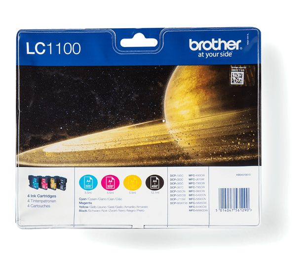 Brother LC-1100VALBPDR originale Druckerpatronen Schwarz, Cyan, Magenta, Gelb 450 Seiten f&uuml;r 46,42 Euro