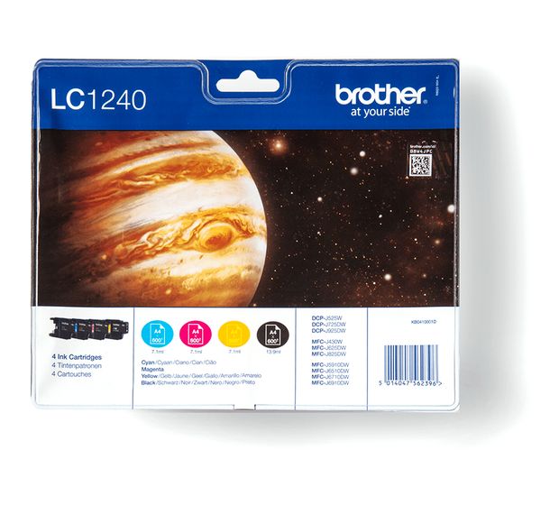 Brother LC-1240VALBPDR originale Druckerpatronen Schwarz, Cyan, Magenta, Gelb 600 Seiten f&uuml;r 73,49 Euro