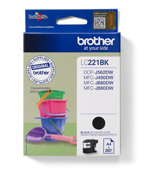 Brother LC-221BK originale Druckerpatronen Schwarz 260 Seiten f&uuml;r 19,99 Euro