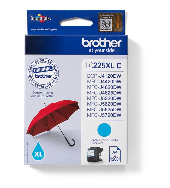 Brother LC-225XLC originale Druckerpatronen Cyan f&uuml;r 22,99 Euro