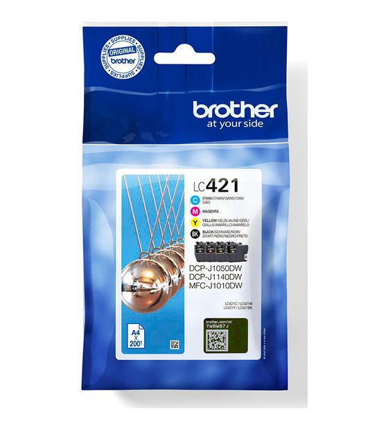Brother LC-421VAL originale Druckerpatronen Schwarz, Cyan, Magenta, Gelb 200 Seiten f&uuml;r 44,59 Euro