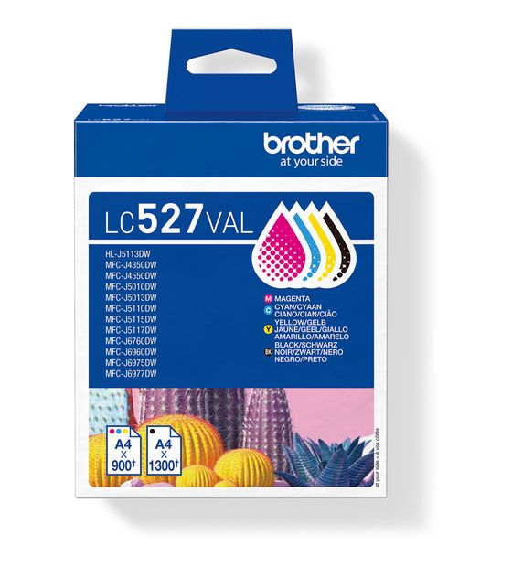 Brother LC-527VAL originale Druckerpatronen Schwarz, Cyan, Magenta, Gelb 1300 Seiten f&uuml;r 88,49 Euro