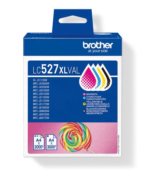 Brother LC-527XLVAL originale Druckerpatronen Schwarz, Cyan, Magenta, Gelb 3000 Seiten f&uuml;r 150,99 Euro