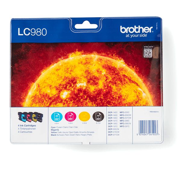 Brother LC-980VALBPDR originale Druckerpatronen Schwarz, Cyan, Magenta, Gelb 300 Seiten f&uuml;r 56,99 Euro