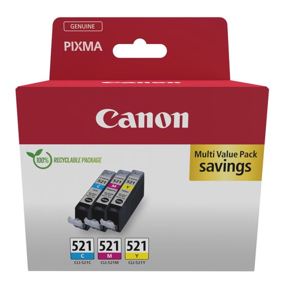 Canon CLI-521 C/M/Y Multipack originale Druckerpatronen Cyan, Magenta, Gelb f&uuml;r 43,49 Euro