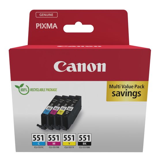 Canon CLI-551 C/M/Y/BK Multipack originale Druckerpatronen Schwarz, Cyan, Magenta, Gelb f&uuml;r 48,99 Euro