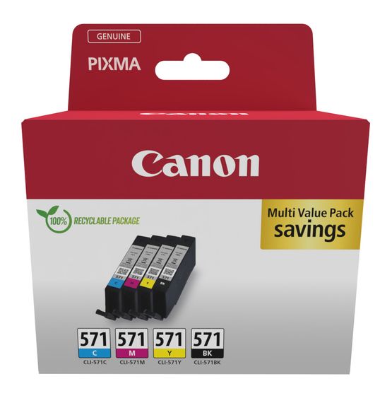 Canon CLI-571 C/M/Y/BK Multipack originale Druckerpatronen Schwarz, Cyan, Magenta, Gelb f&uuml;r 48,49 Euro