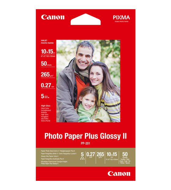 Canon PP-201 Glossy II Fotopapier Plus 10 x 15 cm – 50 Blatt f&uuml;r 14,99 Euro