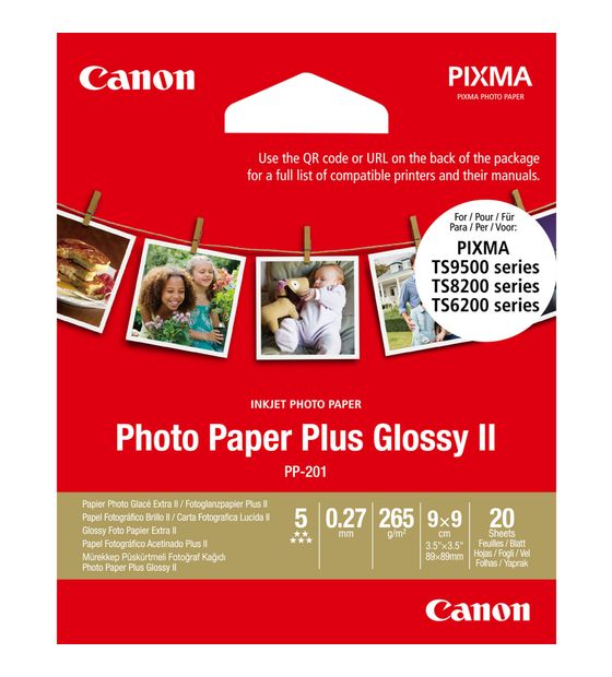 Canon PP-201 Glossy II Photo Paper Plus (8,9 x 8,9 cm/3,5 x 3,5”) – 20 Blatt f&uuml;r 8,99 Euro