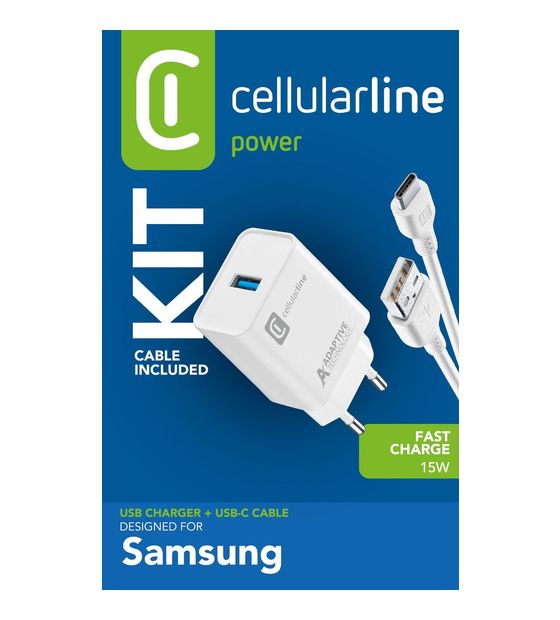 Cellular Line Adaptive Fast Charger Kit 15W - USB-C - Samsung f&uuml;r 18,99 Euro