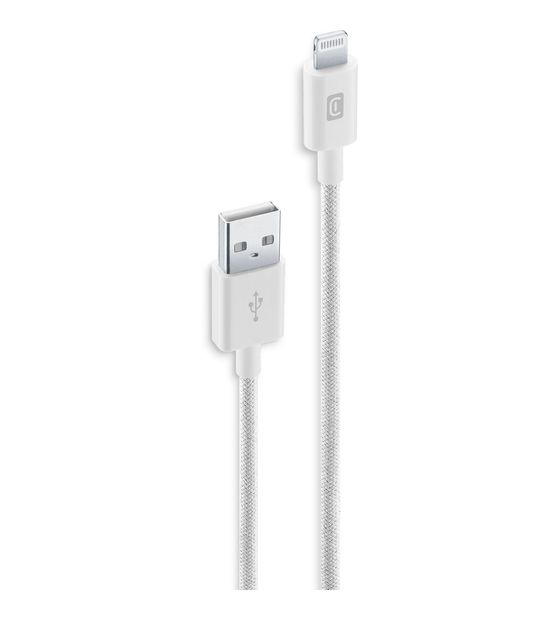 Cellular Line Braided Data Cable Stecker Lightning auf USB A bis 12 W 1,5 m  (Weiß) f&uuml;r 22,99 Euro