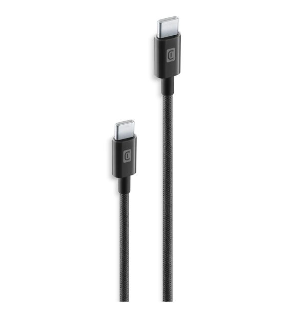 Cellular Line Braided Data Cable USB C auf bis 60 W 0,6 m  (Schwarz) f&uuml;r 12,99 Euro