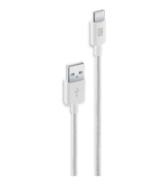Cellular Line Braided Data Cable Stecker Rundkabel USB A auf USB C bis 15 W 1,5 m  (Weiß) f&uuml;r 12,99 Euro