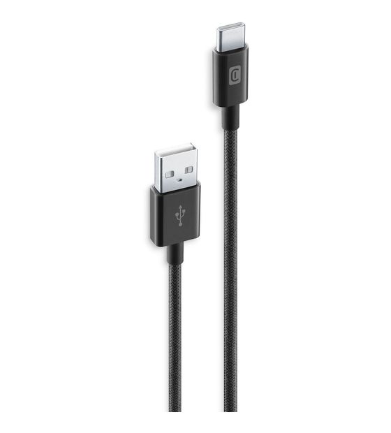 Cellular Line Braided Data Cable Stecker Rundkabel USB A auf USB C bis 15 W 1,5 m  (Schwarz) f&uuml;r 12,99 Euro