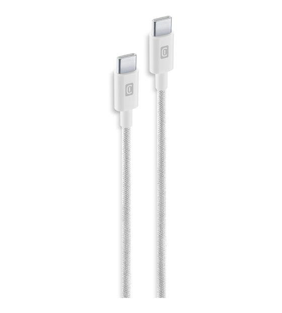 Cellular Line Braided Data Cable Stecker Rundkabel USB C auf USB C bis 60 W 1,5 m  (Weiß) f&uuml;r 14,99 Euro