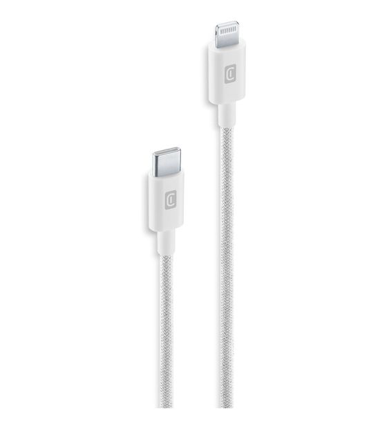 Cellular Line Braided Data Cable Stecker Lightning auf USB C bis 30 W 1,5 m  (Weiß) f&uuml;r 21,49 Euro