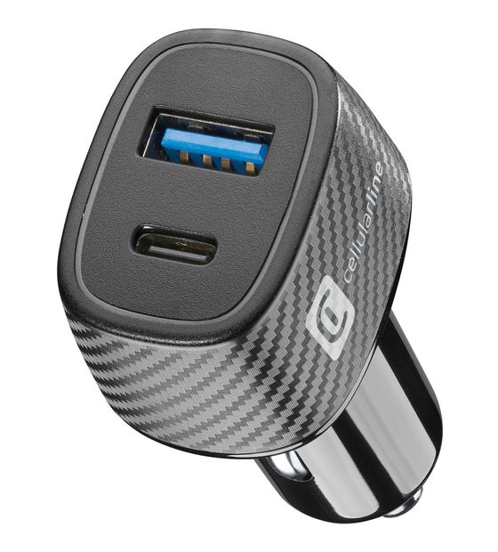 Cellular Line Car Multipower Ultra - iPhone, Samsung, Xiaomi, Oppo and other Smartphones and Tablets Schnelles Autoladegerät mit USB-Port und USB-C-Port f&uuml;r 29,99 Euro