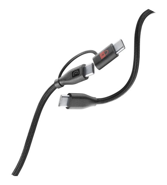 Cellular Line Data Security Cable Stecker Rundkabel USB C auf USB C bis 60 W 1,5 m  (Schwarz) f&uuml;r 16,49 Euro