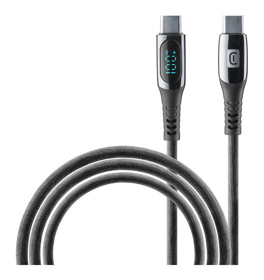 Cellular Line Display Cable Stecker USB C auf USB C bis 100 W 2 m  (Schwarz) f&uuml;r 19,99 Euro