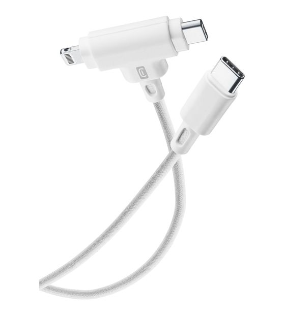 Cellular Line Dual Cable Stecker Lightning auf USB C Abgewinkelt 1,5 m  (Weiß) f&uuml;r 32,99 Euro