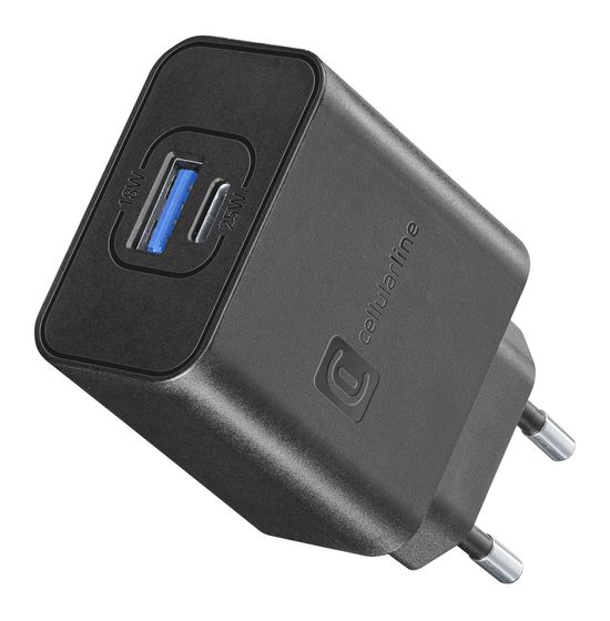 Cellular Line Dual Super Fast Charger 25W - Samsung Netzladegerät mit 2 USB- und USB-C-Anschlüssen und Technologie Super Fast Charging 25 W f&uuml;r 29,99 Euro