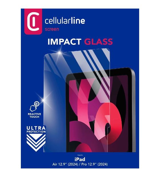 Cellular Line Impact Glass Klare Bildschirmschutzfolie aus gehärtetes Glas 9H für Apple iPad Air 13'' (2024), iPad Pro 13'' (2024) bis 33 cm (13") Kratzresistent, Schockresistent  (Transparent) f&uuml;r 34,99 Euro