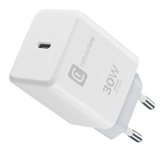 Cellular Line LADEKIT LADEGERÄT + KABEL 30 W SCHNELLLADUNG USB-C ANSCHLUSS WEISS FÜR APPLE GERÄTE f&uuml;r 34,99 Euro