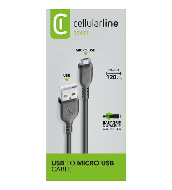 Cellular Line Power Cable USB A auf Micro-USB B bis 10 W 1,2 m  (Schwarz) f&uuml;r 9,99 Euro