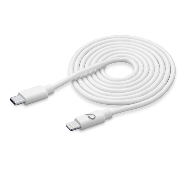Cellular Line Power Cable Stecker Lightning auf USB C bis 30 W 3 m  (Weiß) f&uuml;r 29,99 Euro