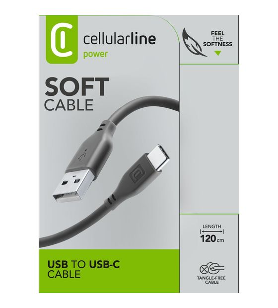 Cellular Line Soft Cable USB A auf 1,2 m  (Schwarz) f&uuml;r 14,99 Euro