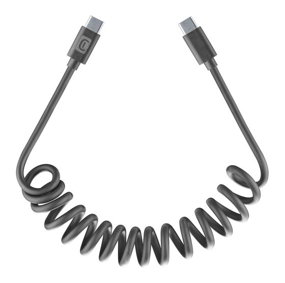 Cellular Line Spiral Cable Spiralkabel Stecker Rundkabel USB C auf USB C bis 60 W 1,2 m  (Schwarz) f&uuml;r 14,99 Euro